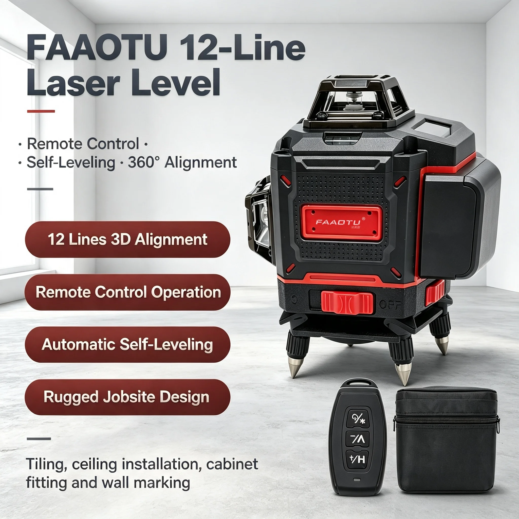 Level Laser Line - FAAOTU Digital 360-Degree Cross Line Laser