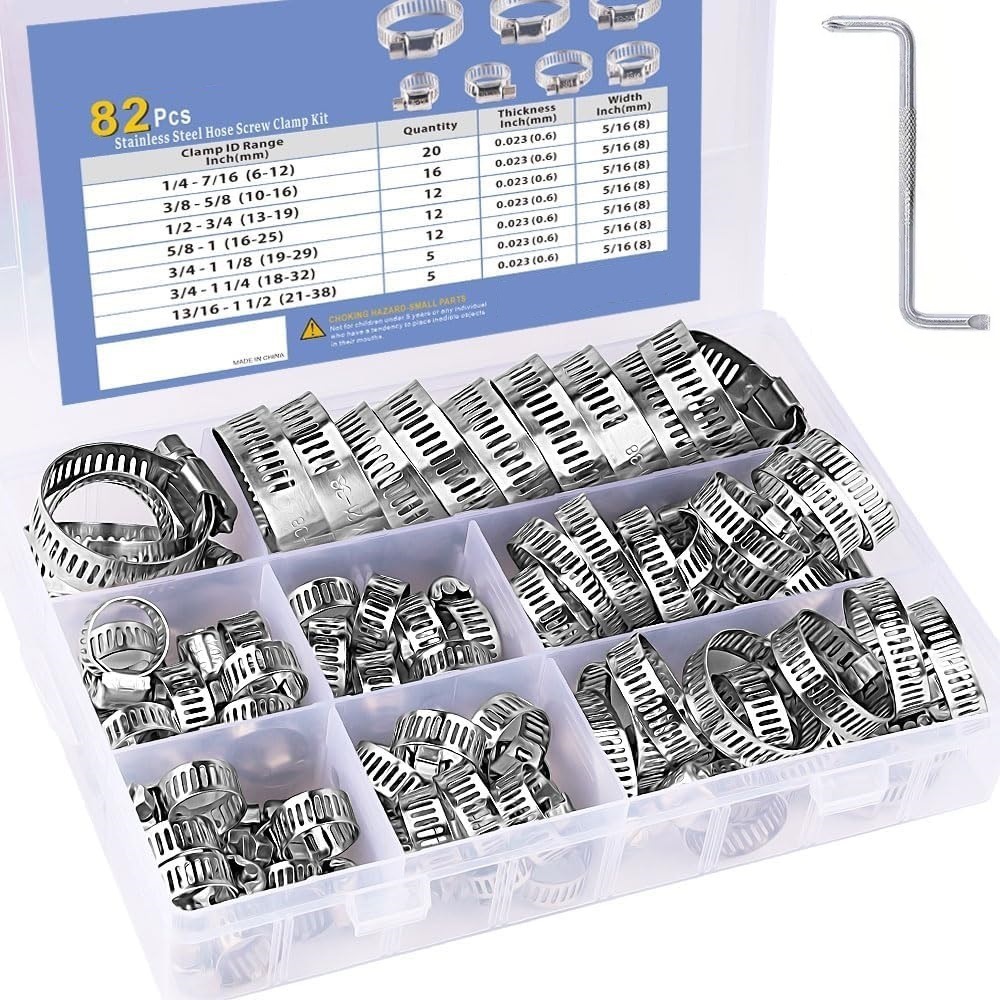 82Pcs Hose Clamp Assortment St - Hose Clamp Assorted recension och pris
