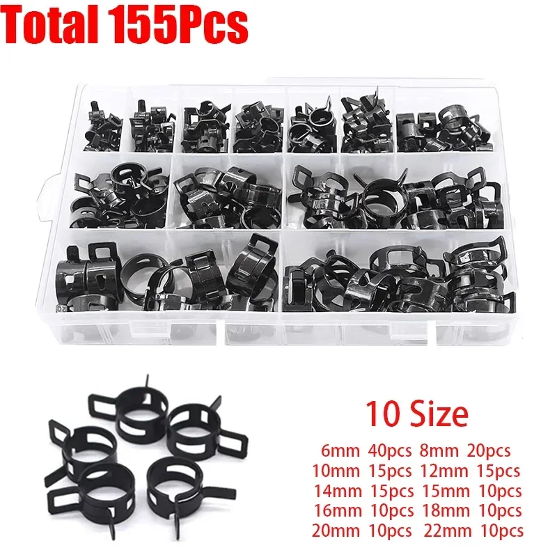 155Pcs Spring Band Hose Clamps - Hose Clamp Assorted recension och pris