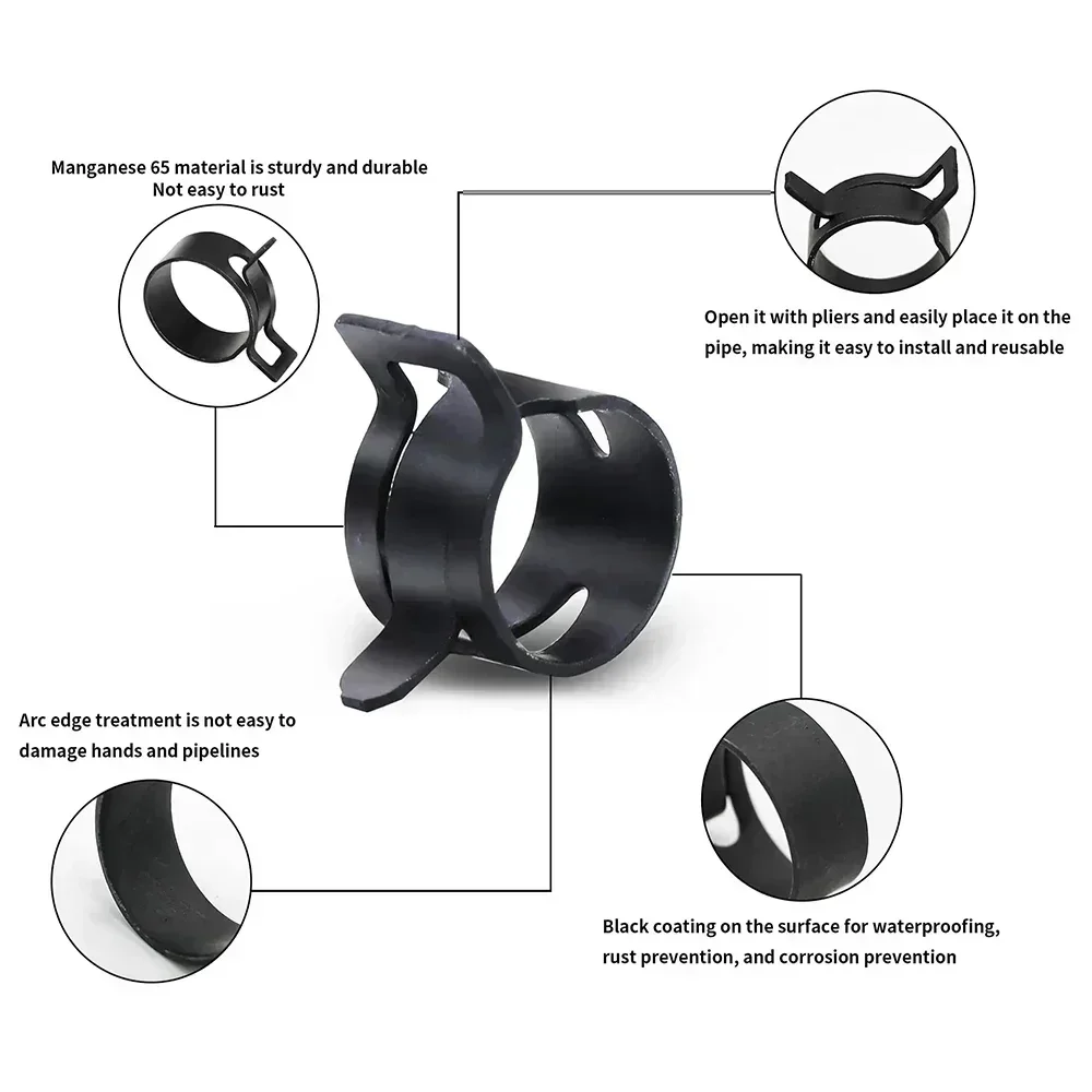 140pcs 6-22mm Black Q673B Vacu - Hose Clamp Assorted recension och pris