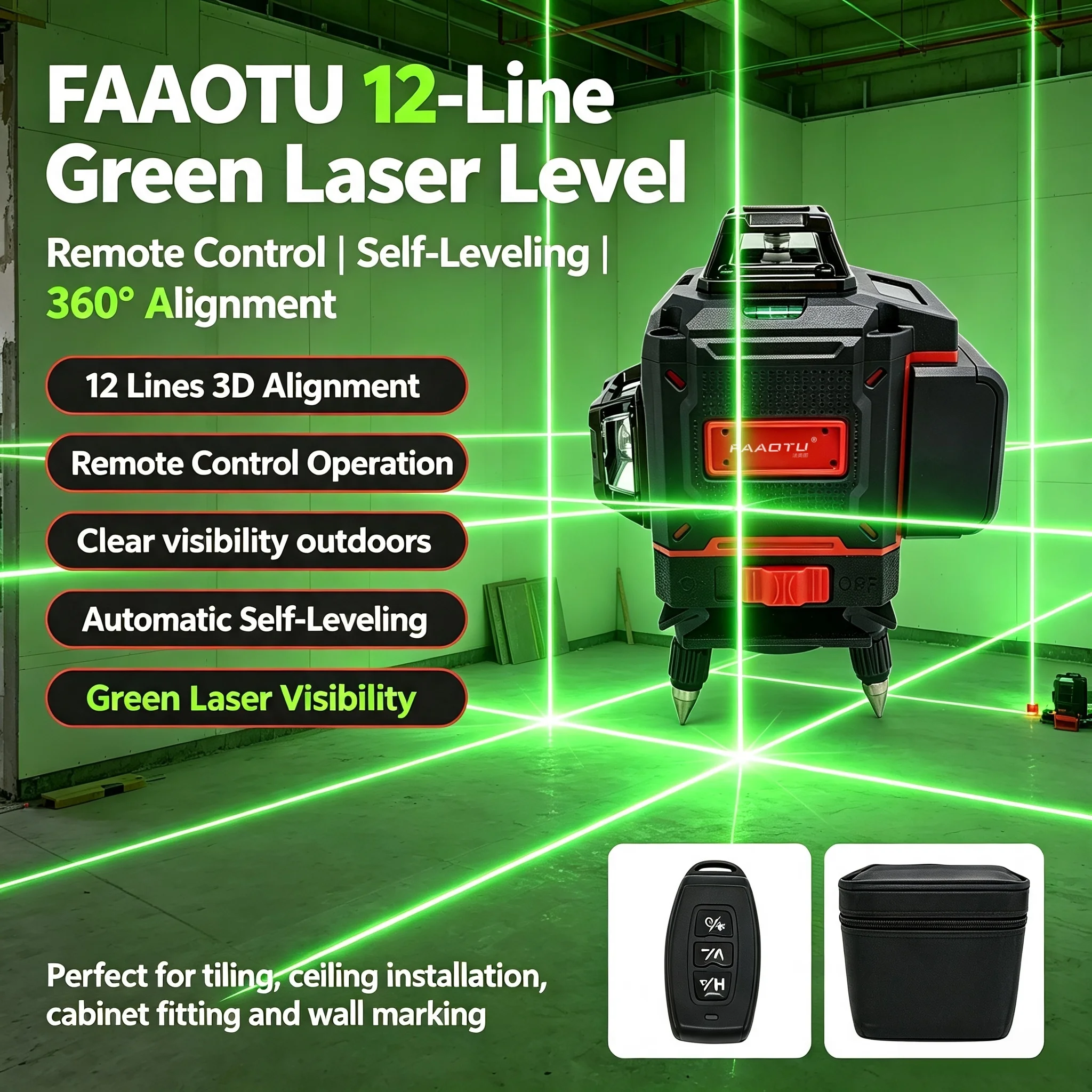 FAAOTU Digital 360-Degree Cros - Level Laser Line recension och pris