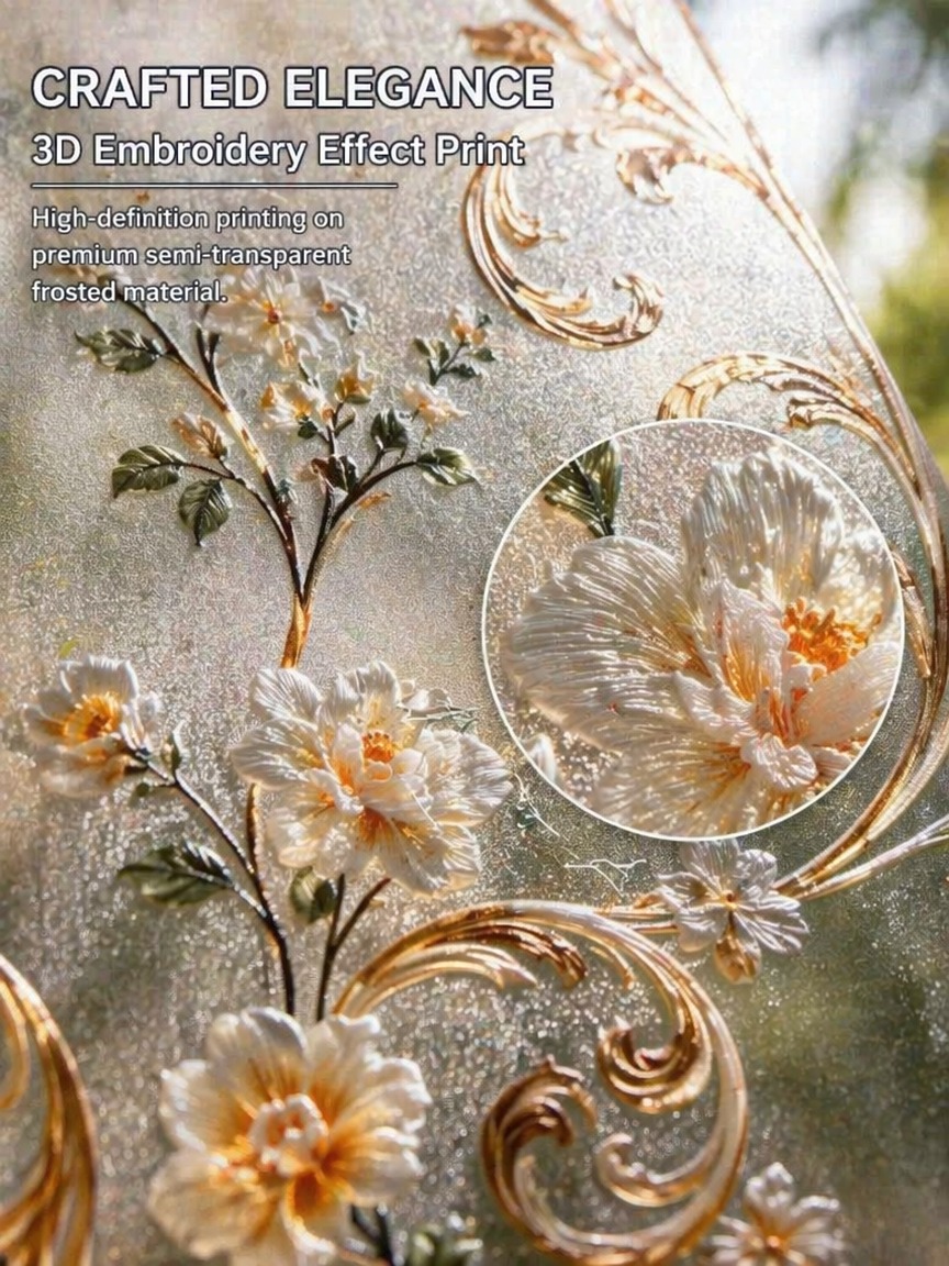 Embroidery Pattern Frosted Pri - Window Insulation Film recension och pris