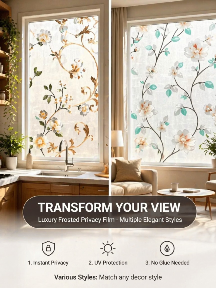 Embroidery Pattern Frosted Pri - Window Insulation Film recension och pris